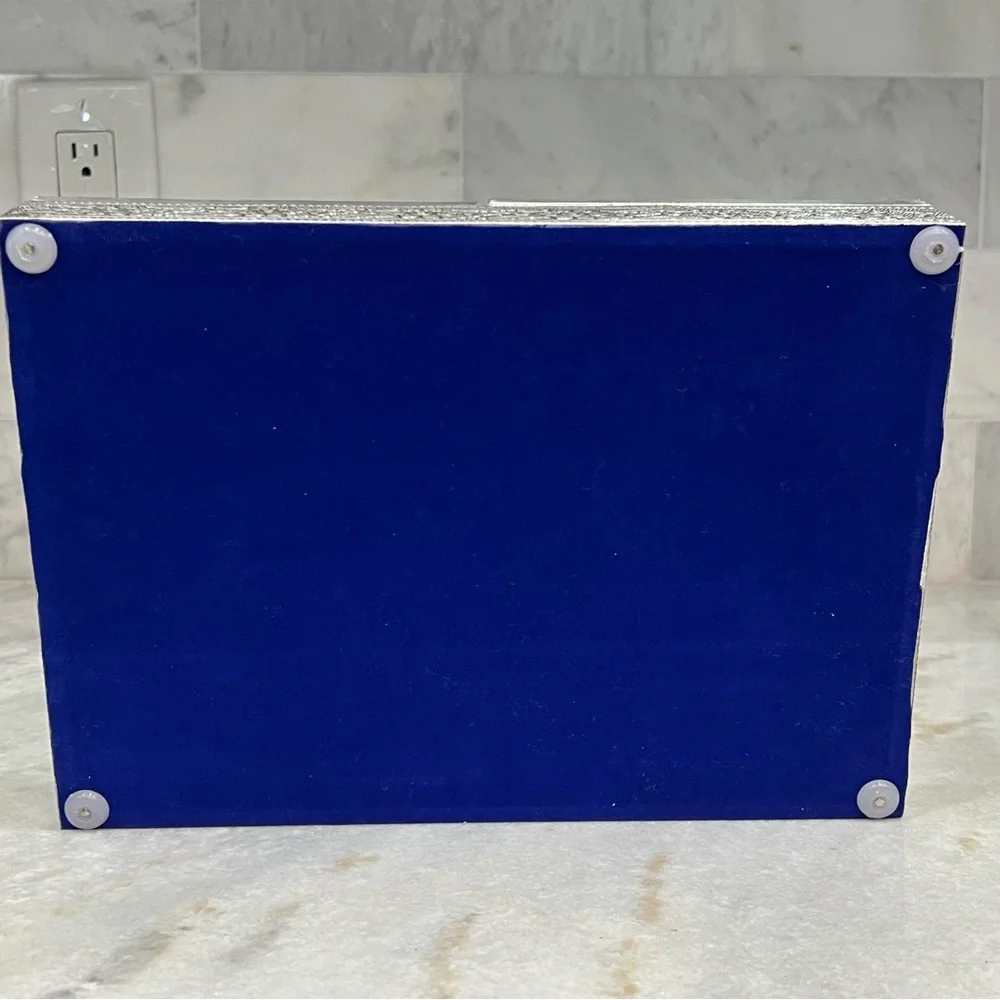 Handcrafted Aluminum Oxidized Butterfly Jewelry Box with Royal Blue Inte…